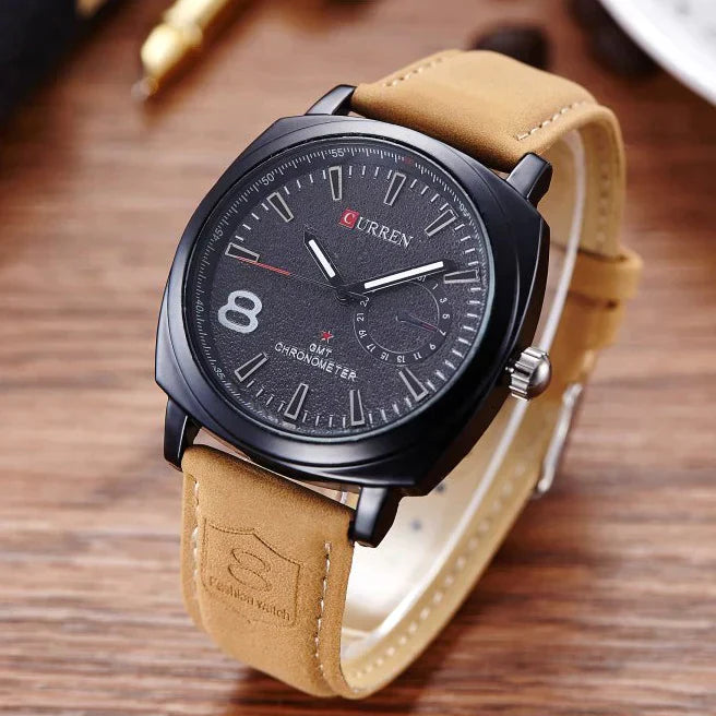 LUXURY MEN'S LEATHER WRIST WATCH CURREN ROUTE 8 Crazy Things