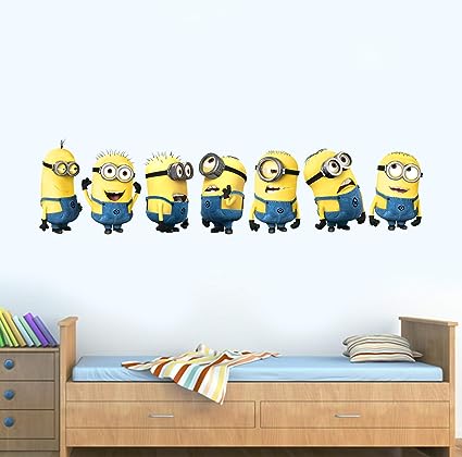 Minions Wall Stickers for Living Room, Bedroom, Kids Room (Vinyl, Standard, Multicolour) Crazy Things