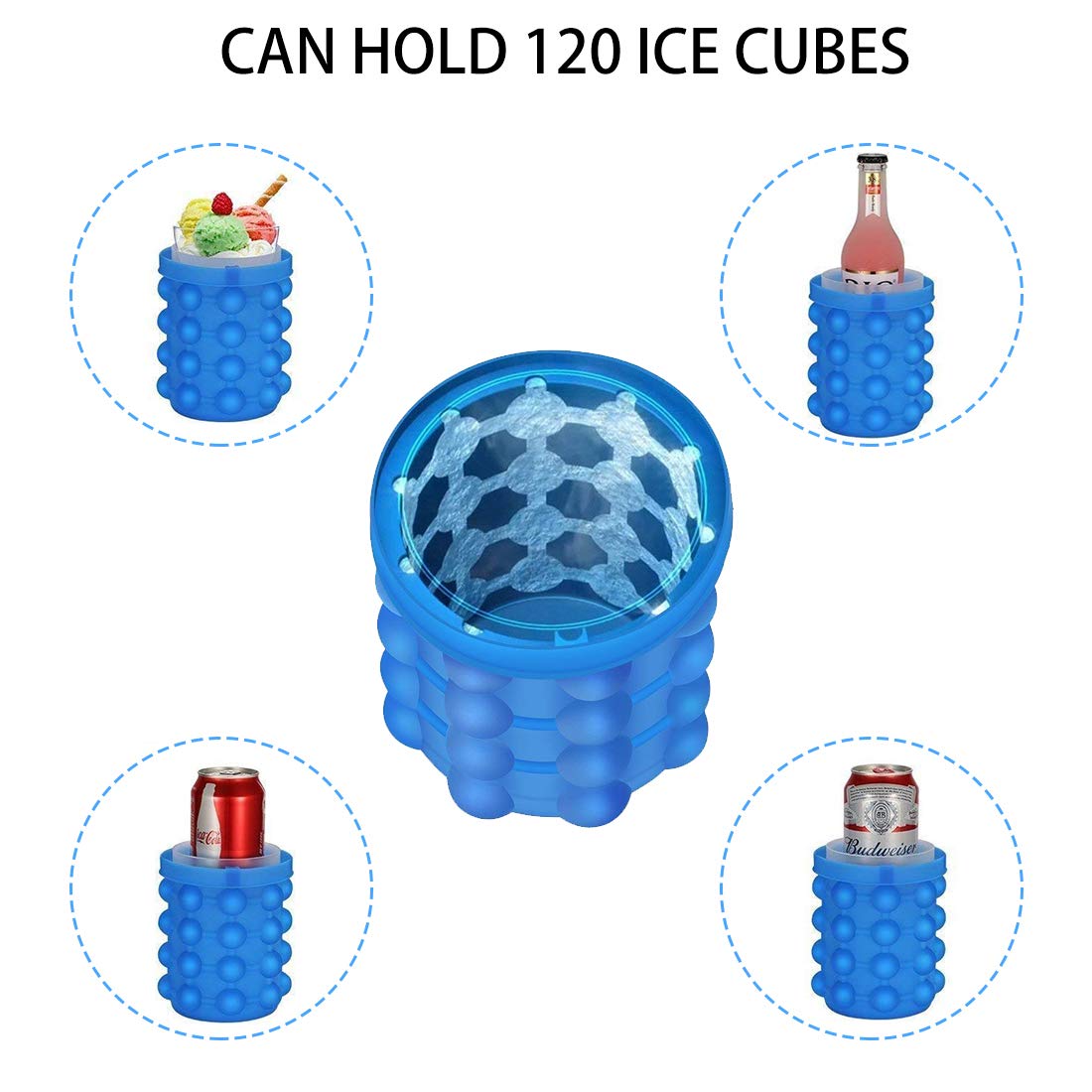 Silicone ice Cube Maker Ice Cube Mold Tray Portable Bucket Crazy Things