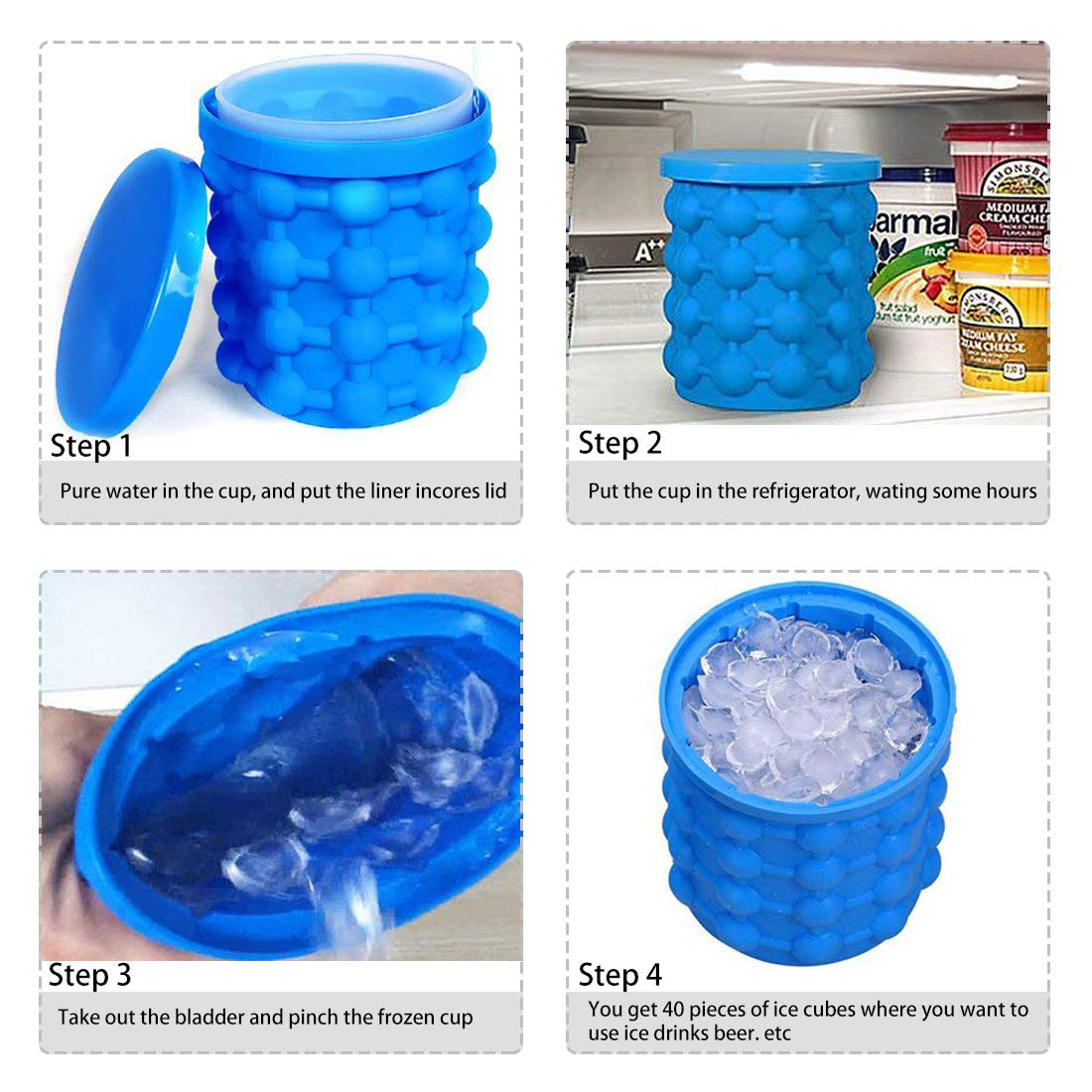 Silicone ice Cube Maker Ice Cube Mold Tray Portable Bucket Crazy Things