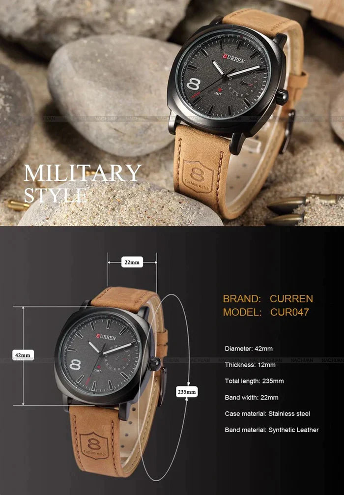 LUXURY MEN'S LEATHER WRIST WATCH CURREN ROUTE 8 Crazy Things