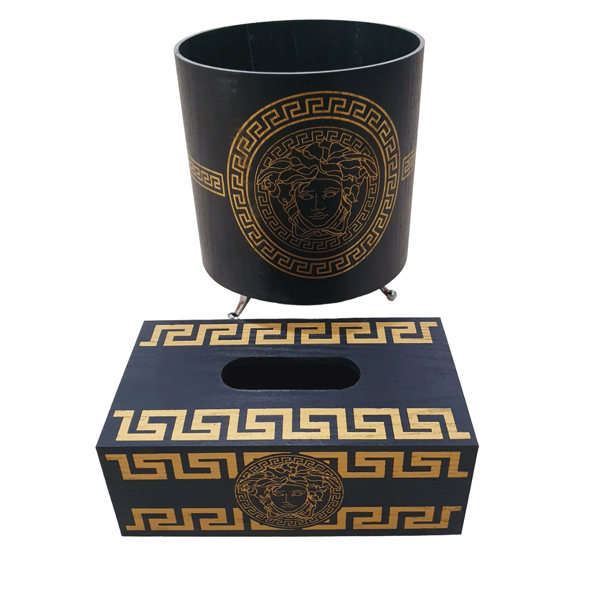 Versage Design Waste Bin And Tissue Box Set - Black CrazyThings-New Store