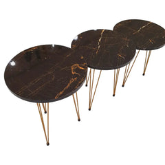 3 Pcs Metal Legs Table Set High Quality Glossy Top Waterproof MDF – Black Round CrazyThings-New Store