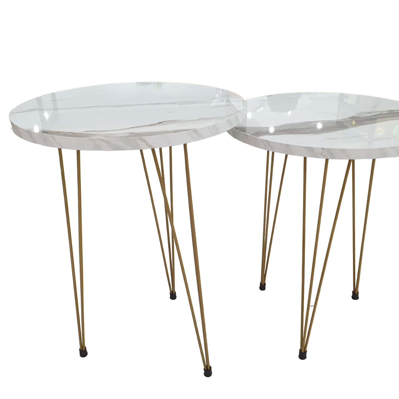 3 Pcs Metal Legs Table Set High Quality Glossy Top Waterproof MDF – White Round CrazyThings-New Store