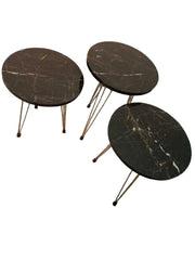 3 Pcs Metal Legs Table Set High Quality Glossy Top Waterproof MDF – Black Round CrazyThings-New Store