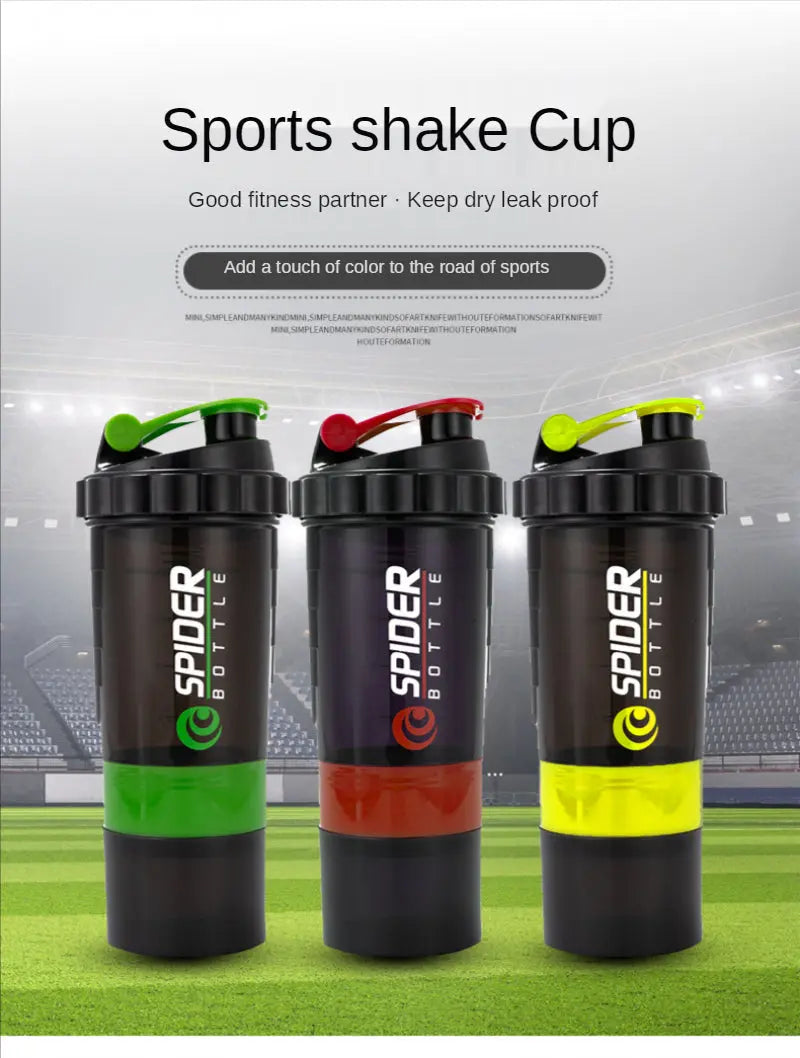 3 Layers Shaker Protein Bottle Powder Shake Cup Large Capacity Water Bottle CrazyThings-New Store