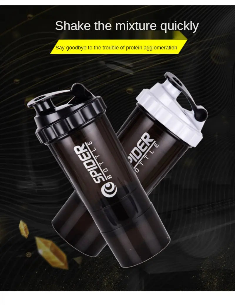 3 Layers Shaker Protein Bottle Powder Shake Cup Large Capacity Water Bottle CrazyThings-New Store